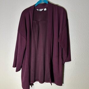 Modern Soul Nourish Knit Open Front Jacket-Dp Burgundy-Large (MSRP $62) A469979